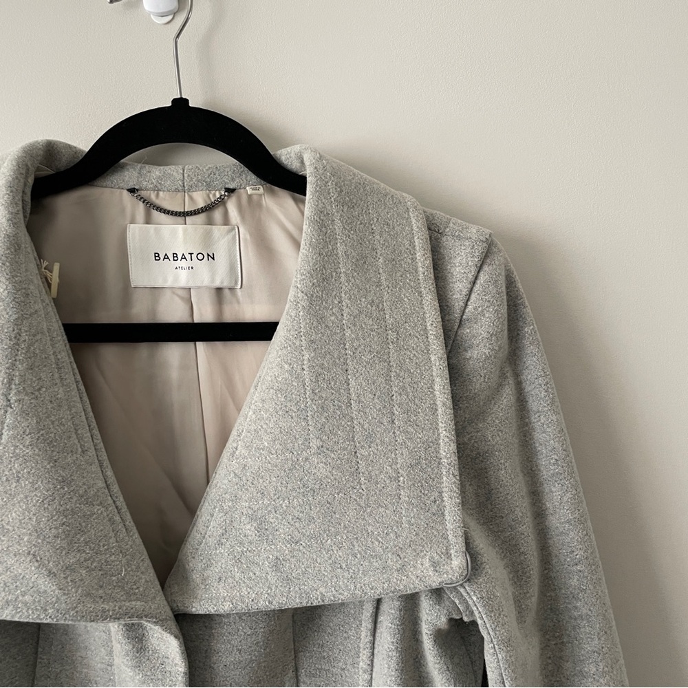 Aritzia Wilfred Connor Grey Wool Cashmere Coat Womens Medium - Picture 4 of 7